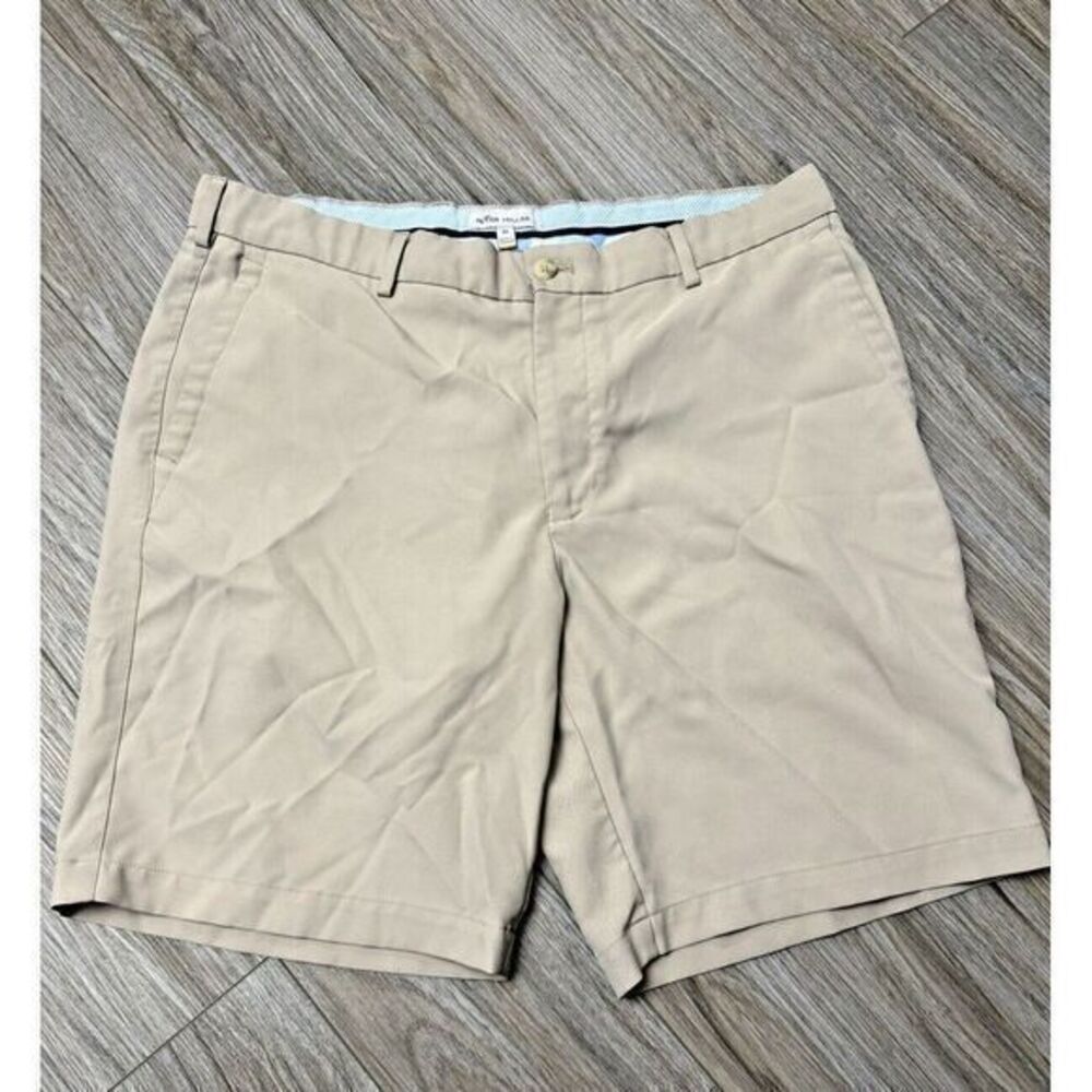 Peter Millar Men's Size 35‎ Tan Performance Short Crown Golf Polyester Khaki 9"